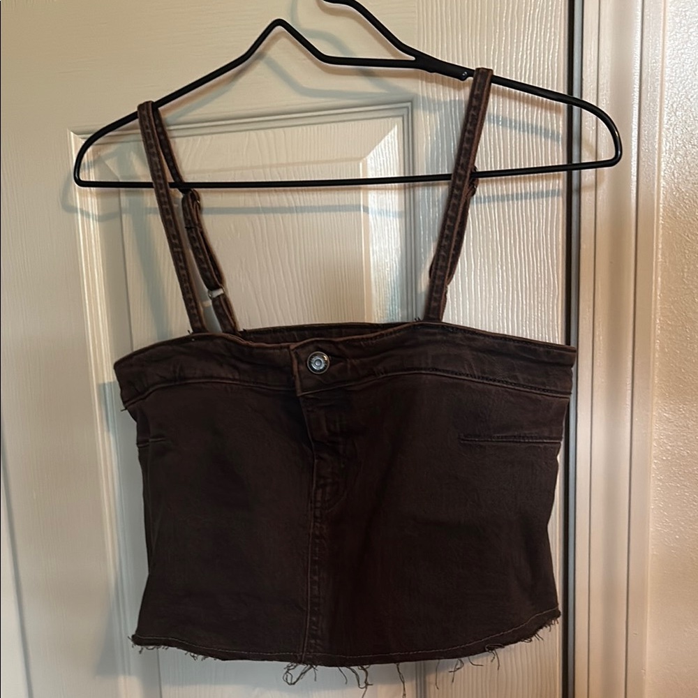 Wild Fable Black Fitted Crop Tank Top